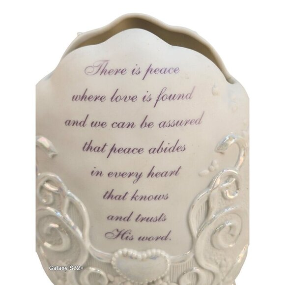 Vintage Precious Moments Angel Vase With Peace Poem Text 1995 Enesco Corp Cerami - Picture 8 of 12